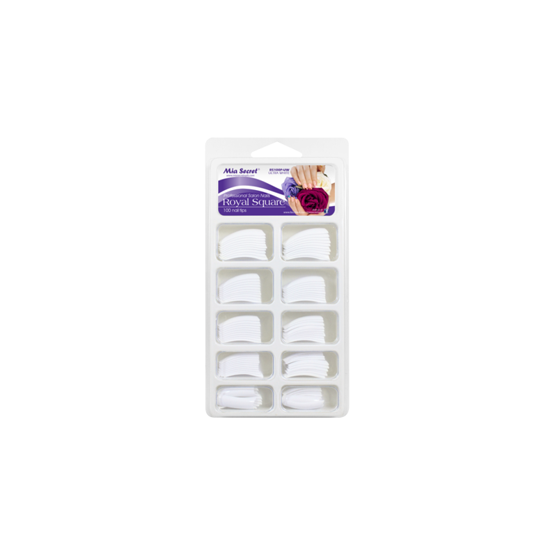 ROYAL SQUARE 100 Nail Tips in PVC Blister Case Ultra White