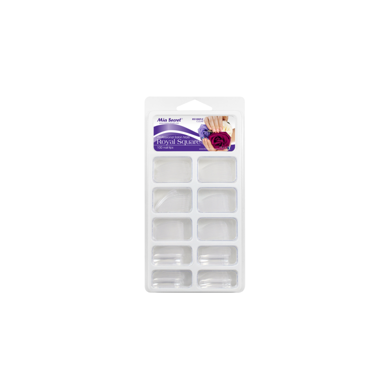 ROYAL SQUARE 100 Nail Tips in PVC Blister Case Clear